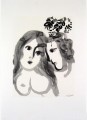 Los Amantes tinta sobre papel contemporáneo Marc Chagall